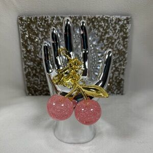 Pink and Gold Cherry Keychain/Bag Charm